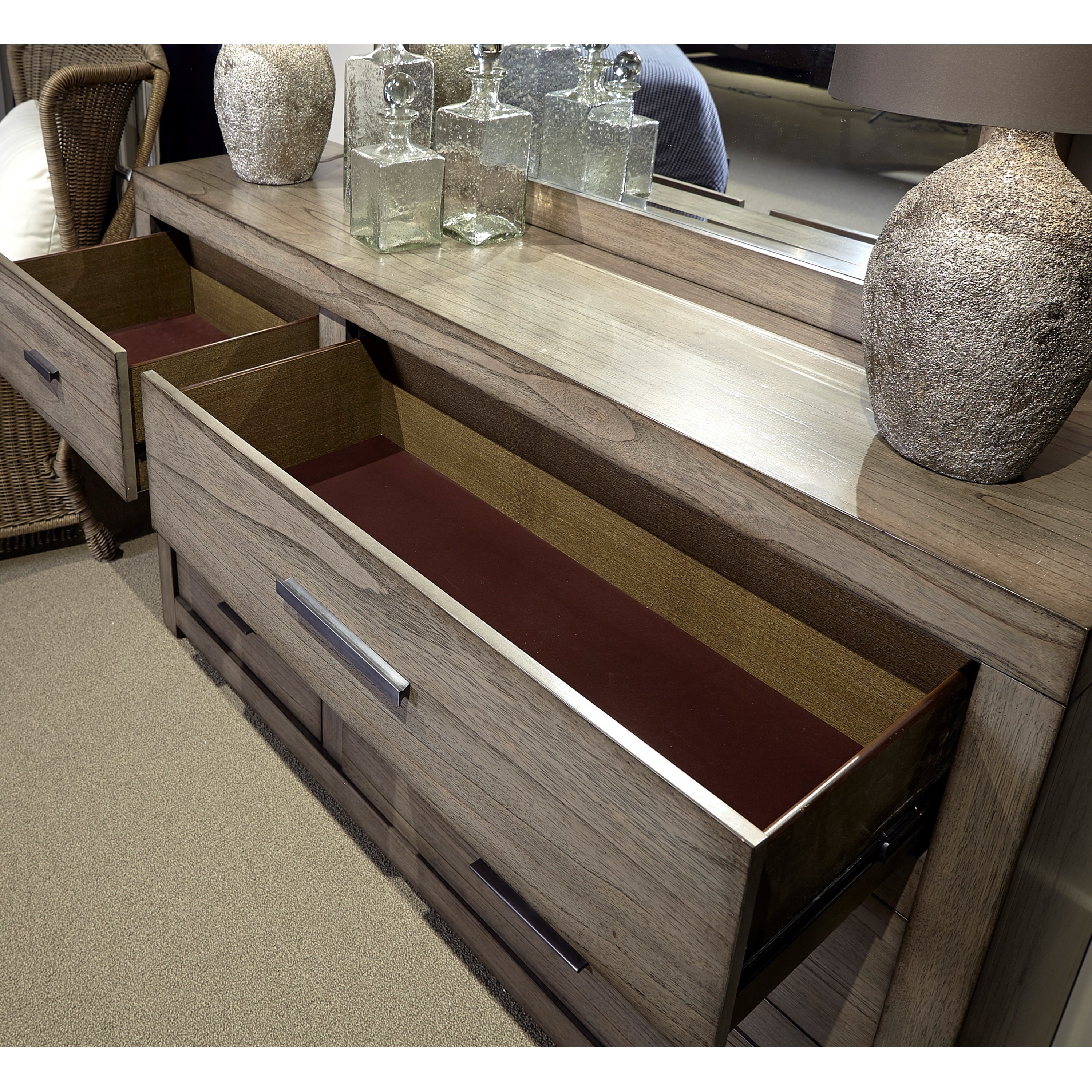 Aspenhome Modern Loft 6 Drawer Dresser with FeltLined Top Drawers